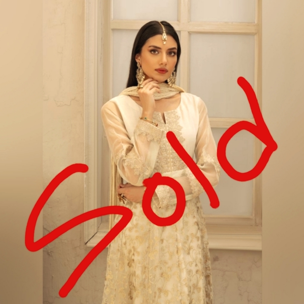 Frock with Gold Embroidery Dress - 3pc